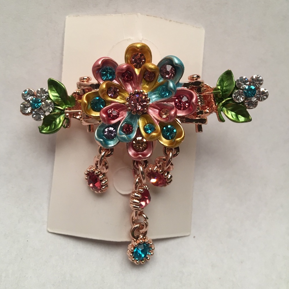 Multi-Color Painted Flower Hair Clip